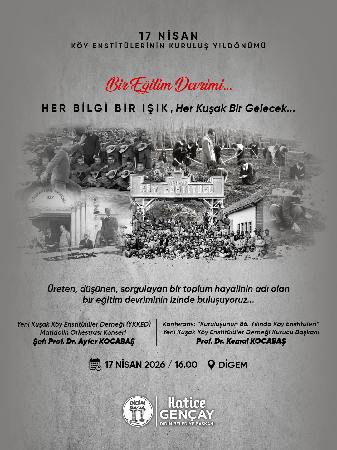 DİDİM BELEDİYESİ 'KURULUŞUNUN 86. YILINDA KÖY ENSTİTÜLERİ' PANELİ DÜZENLİYOR