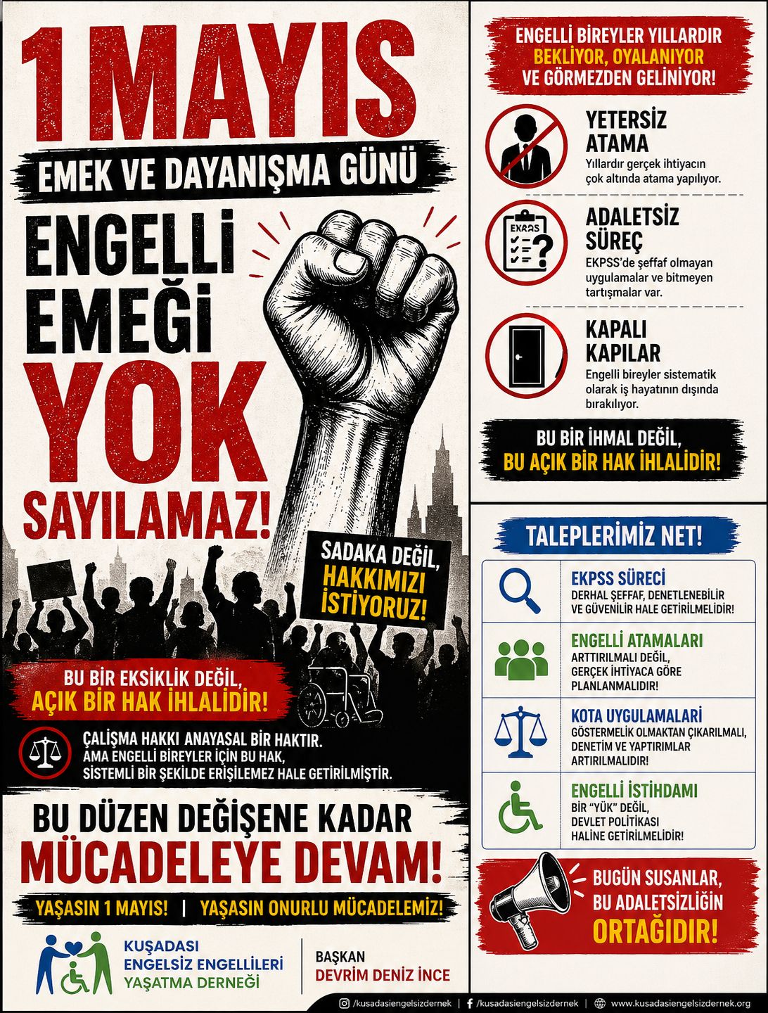 ENGELLİ EMEĞİNİN YOK SAYILMASINA ARTIK YETER!