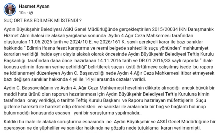 Aydın'da ASKİ ihalesiyle ilgili yeni soruşturma çağrısı