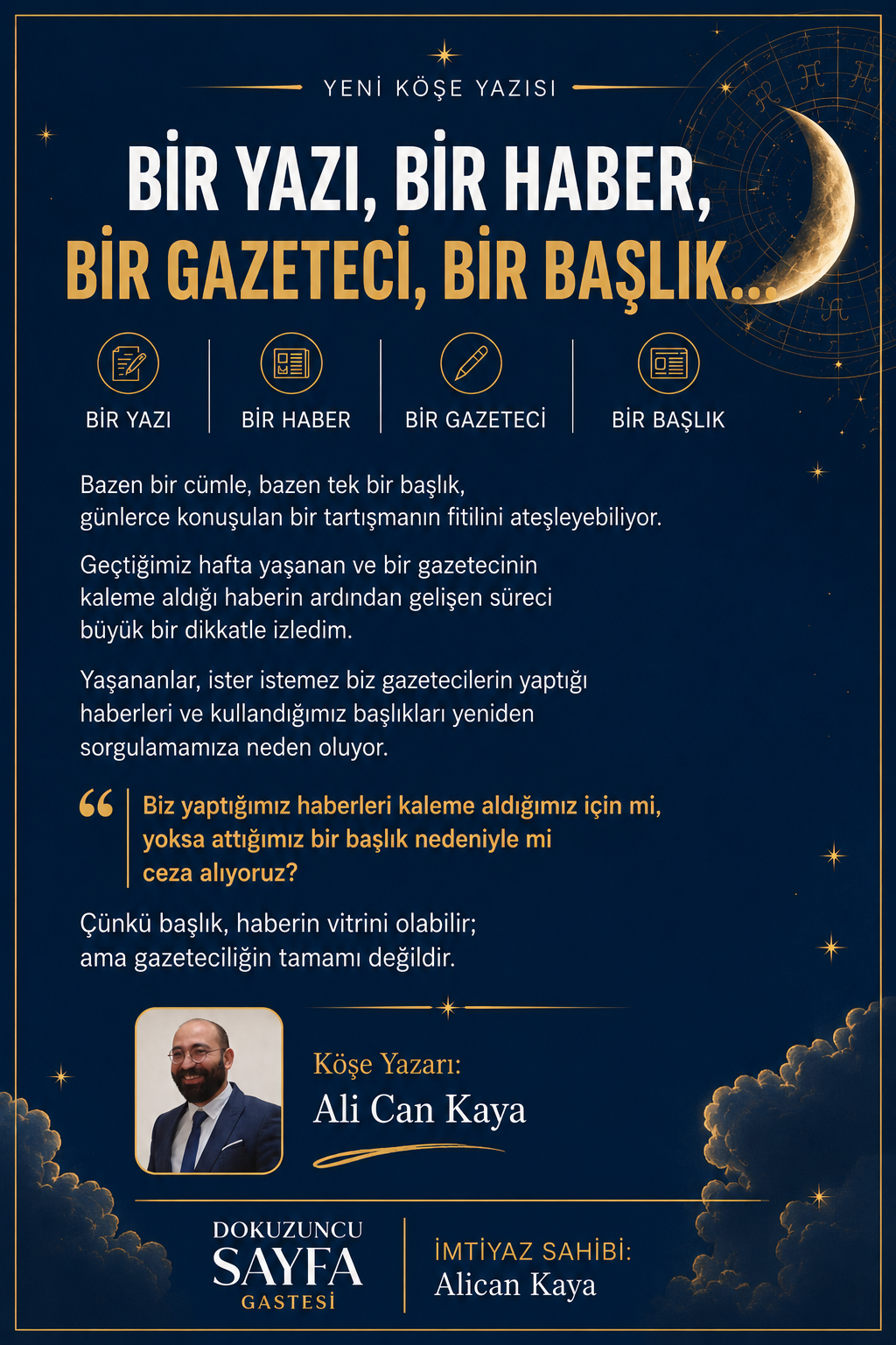 Bir Yazı, Bir Haber, Bir Gazeteci, Bir Başlık…